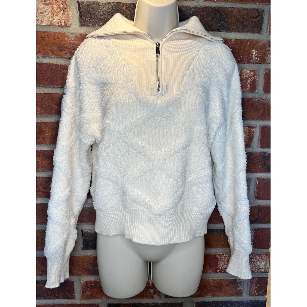 Joie Sweater 1/4 Zip Front Soft Cream Size S